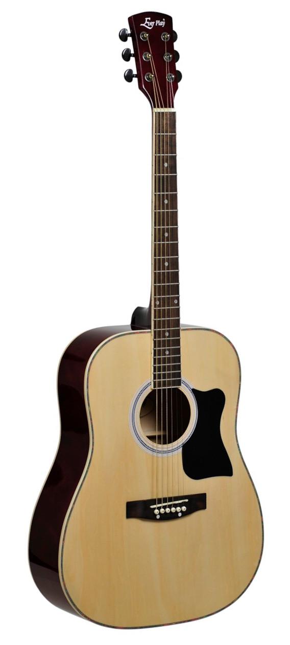 EverPlay AP-400 N - Gitara akustyczna Dreadnaught w kolorze naturalnym wykończenie na wysoki połysk