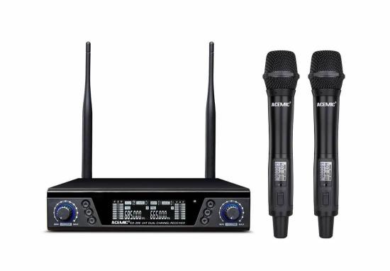 Acemic EX-200 - Bezprzewodowy system mikrofonowy z dwoma mikrofonami do ręki ze zmienną częstotliwością 