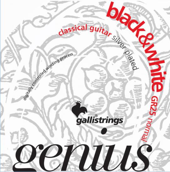 Galli GR 25 Black&White - Posrebrzane struny do gitary klasycznej o średnim naciągu z wiolinami w kolorze czarnym Galli GR 25 Black&White - Posrebrzane struny do gitary klasycznej o średnim naciągu z wiolinami w kolorze czarnym