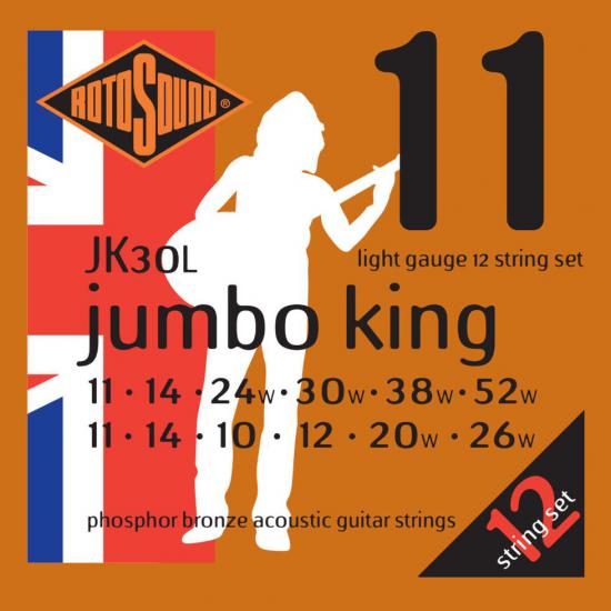 Rotosound JK30L Jumbo King - Struny do gitary akustycznej 12-to strunowej Phosphore Bronze 11/52 Rotosound JK30L Jumbo King - Struny do gitary akustycznej 12-to strunowej Phosphore Bronze 11/52