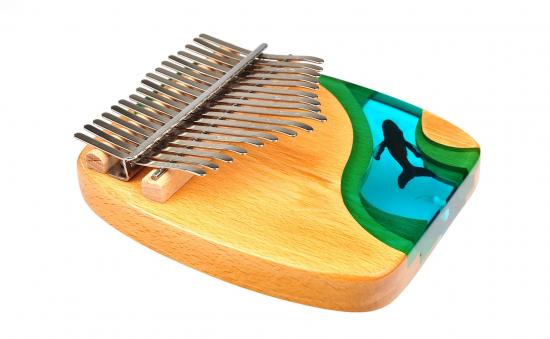 Kalimba 17-keys SOLID MAPLE SET-42 Ocean - 17-to głosowa kalimba z litego klocka klonu z zestawem akcesoriów 