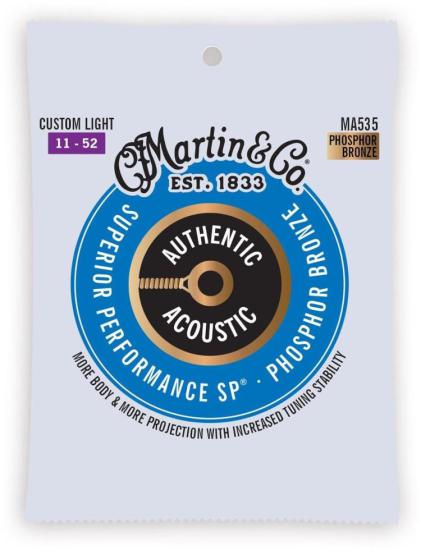 Martin MA535 Authentic Custom Light 11/52 Phosphor Bronze 92/8 - Struny do Gitary Akustycznej