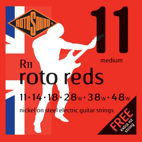 Rotosound R11 Roto Reds - Struny do gitary elektrycznej 11/48 + E1 (011) EXTRA FREE