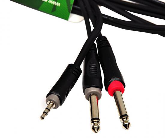 ROXTONE  SAYC130L6 - Kabel audio insertowy Jack 3.5 stereo/2xJack 6.3 mono o długości 6m