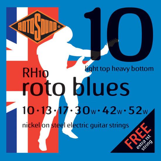 Rotosound RH10 Roto Blues - Struny do gitary elektrycznej 10/52 + E1 (010) EXTRA FREE