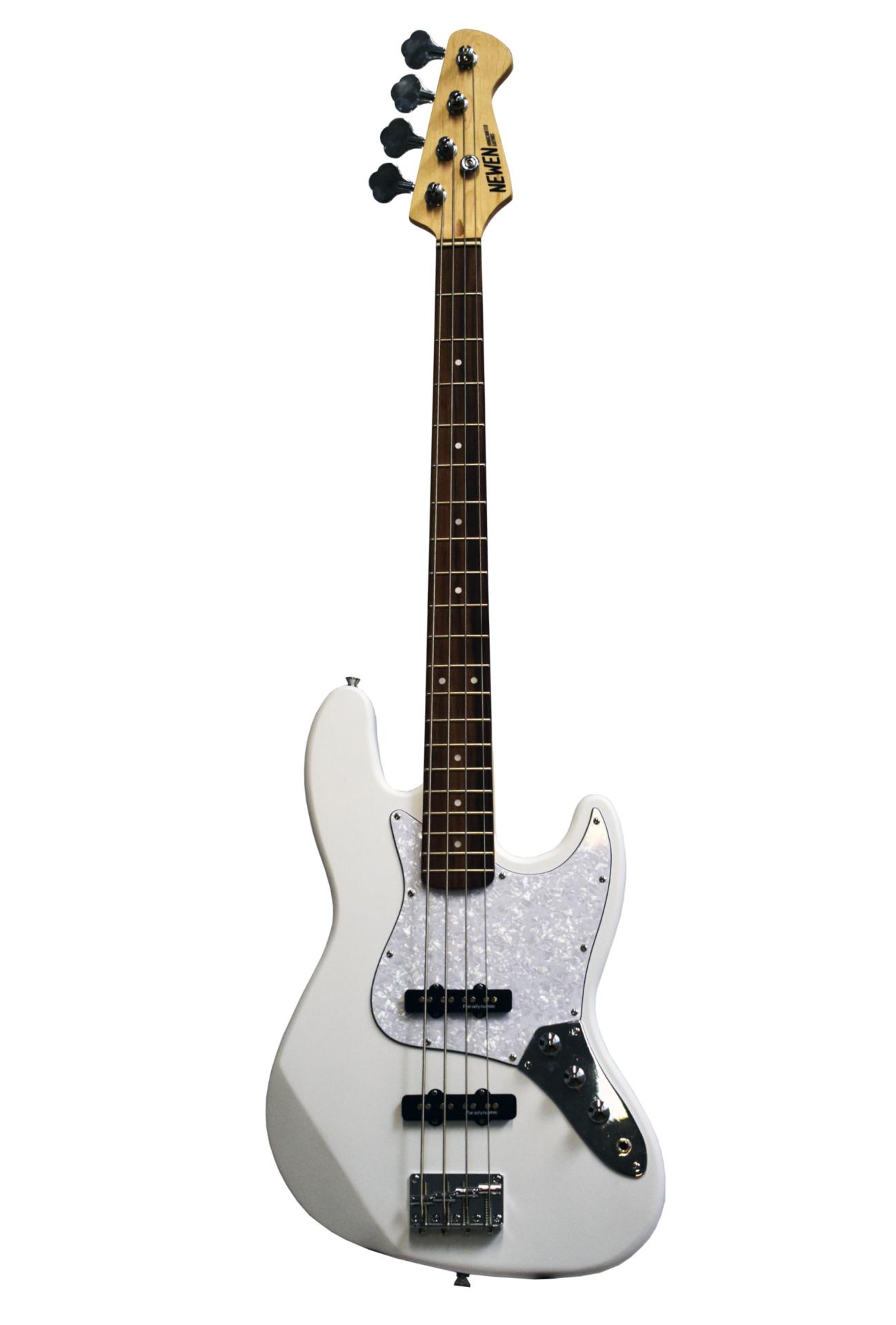 NEWEN JB-WT White - Gitara basowa model Jazz Bass w kolorze białym