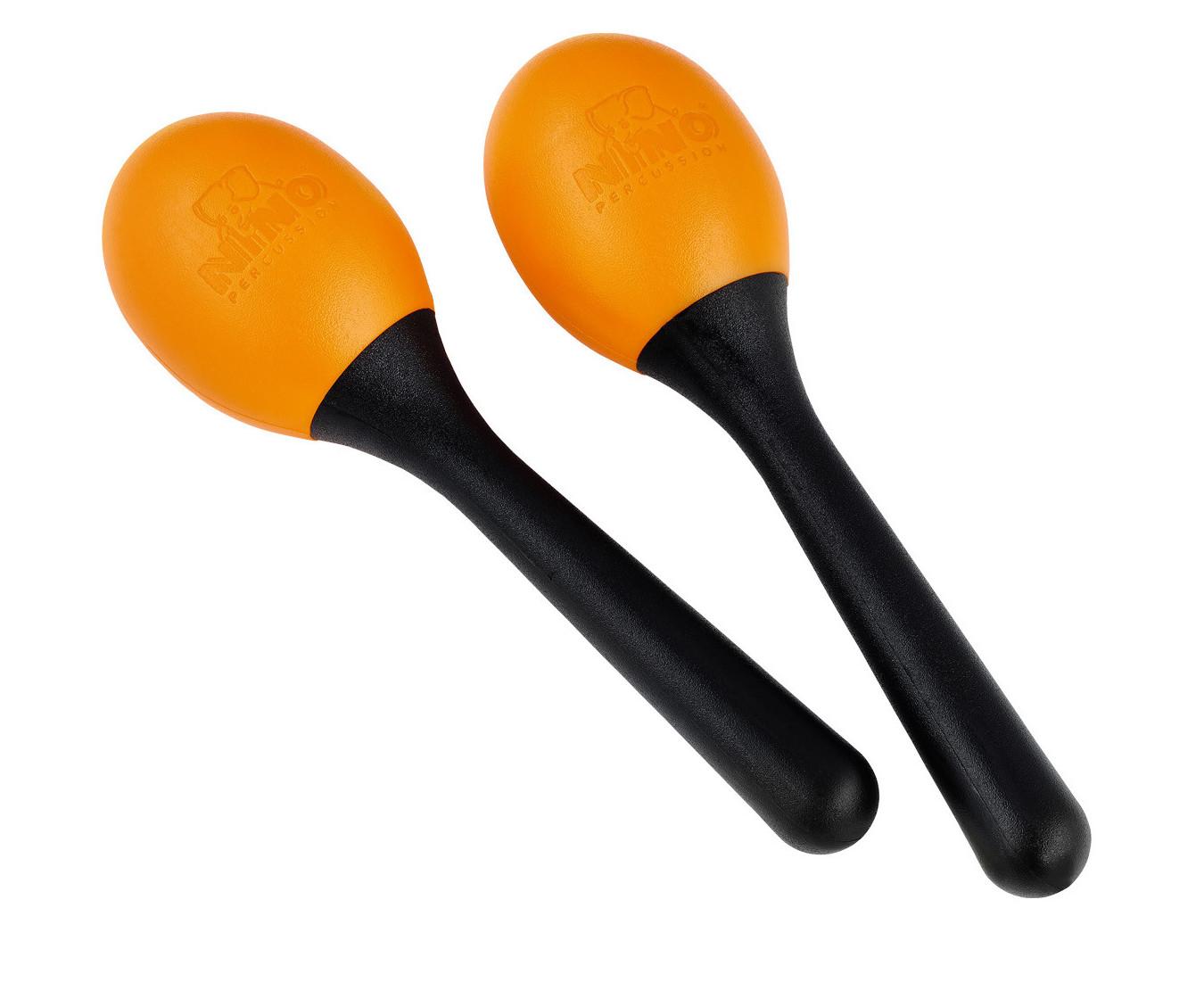 NINO Percussion NINO569OR Orange - Para Plastikowych marakasów w kształcie jajka z uchwytem w kolorze pomarańczowym
