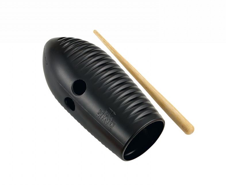 NINO Percussion NINO581BK Mini Guiro Black - Mini Guiro w kolorze czarnym i drewnianą pałeczką w zestawie
