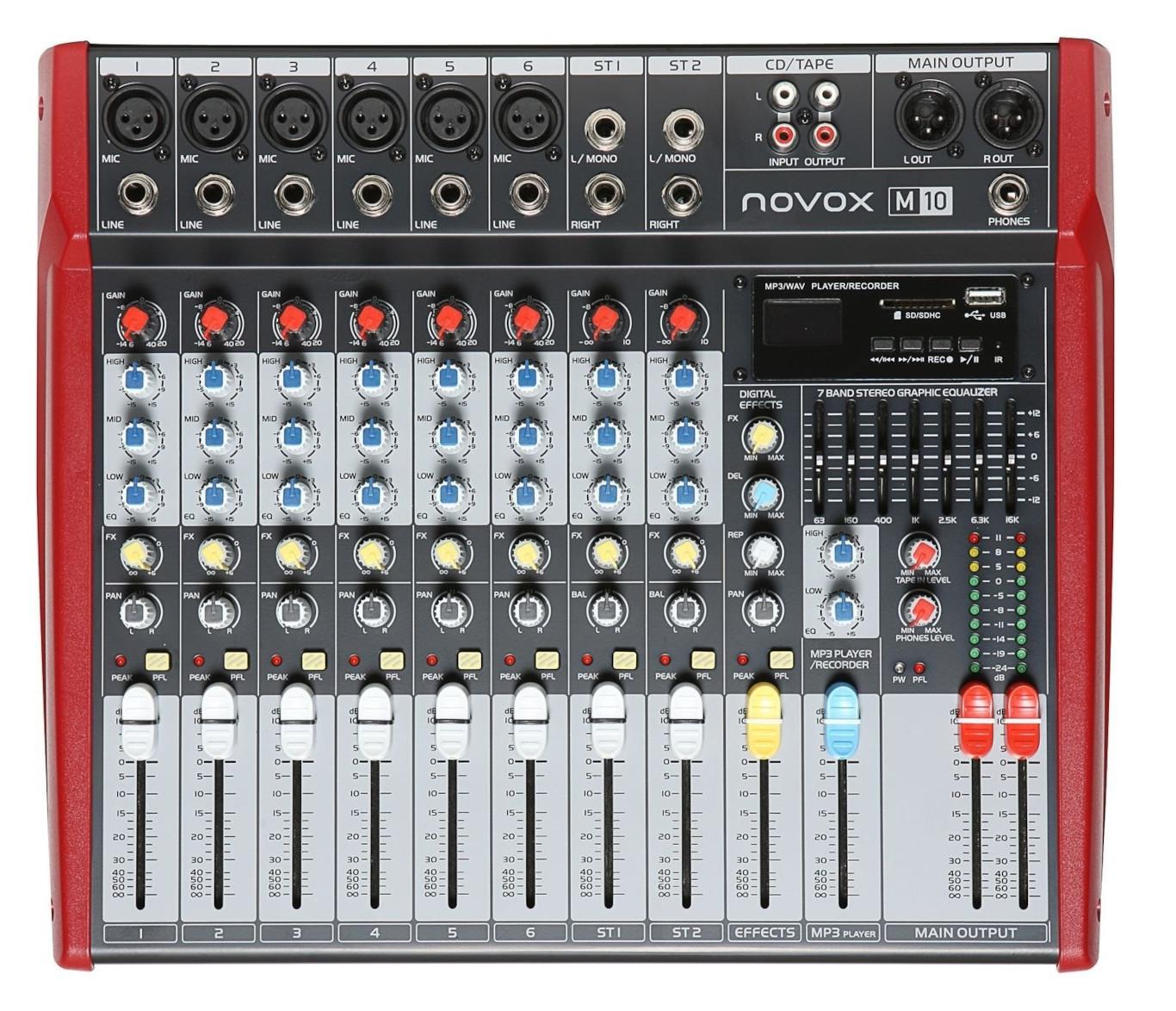 Novox M10 - Mikser muzyczny 10-o kanałowy z odtwarzaczem Mp3