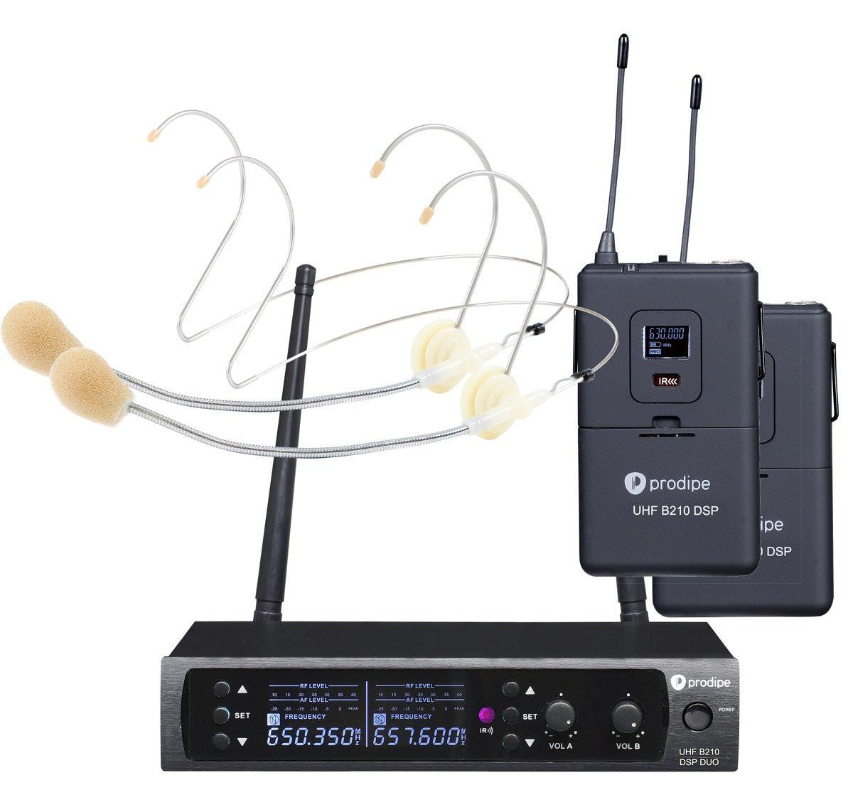 Prodipe HEADSET B210DUO DSP UHF - Zestaw bezprzewodowy z dwoma mikrofonami nagłownymi