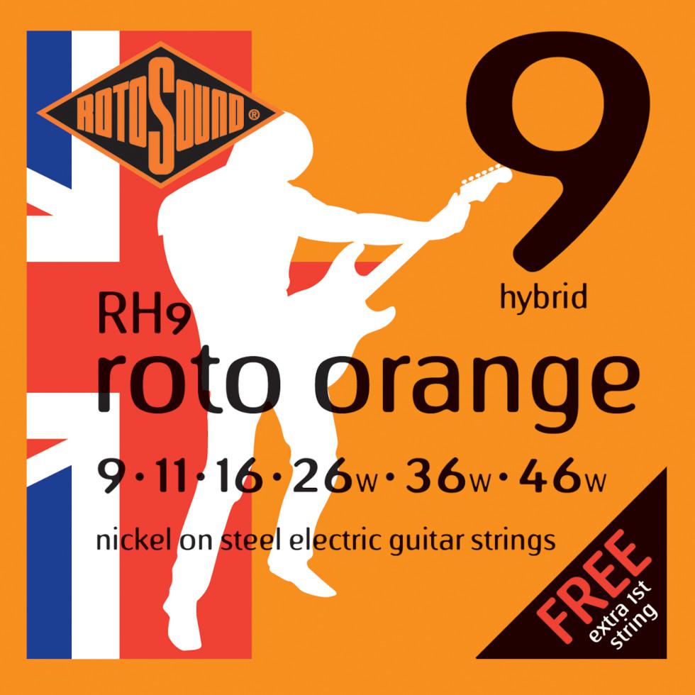 Rotosound RH9 Hybrid Roto Orange - Struny do gitary elektrycznej 9/46 + E1 (009) EXTRA FREE