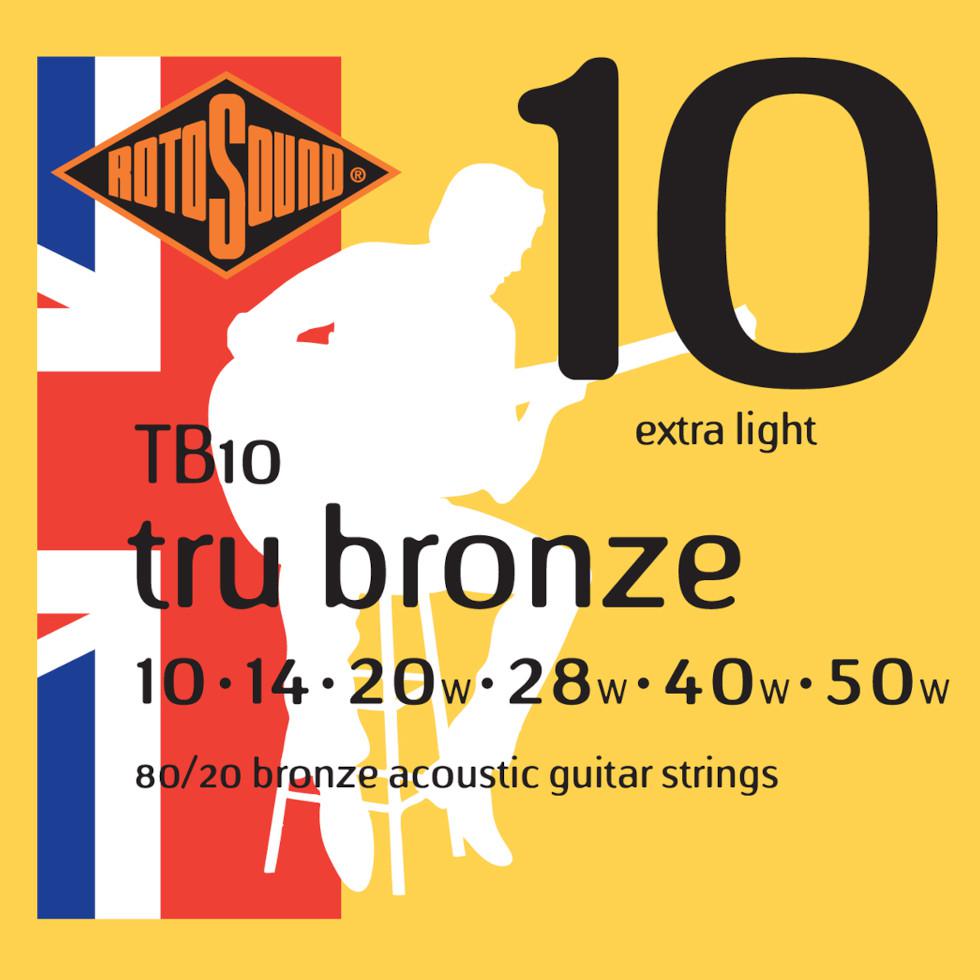 Rotosound TB10 True Bronze - Struny do gitary akustycznej stop Bronze 80/20 rozmiar 10/50