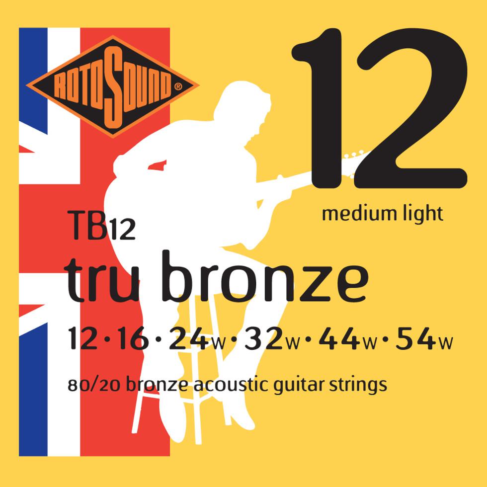 Rotosound TB12 True Bronze - Struny do gitary akustycznej stop Bronze 80/20 rozmiar 12/54