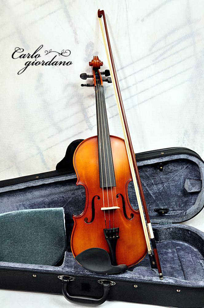 Carlo Giordano Violin set VS-0 4/4 - Zestaw skrzypce uczniowskie w rozmiarze 4/4 w komplecie ze smyczkiem, podbródkiem, futerałem